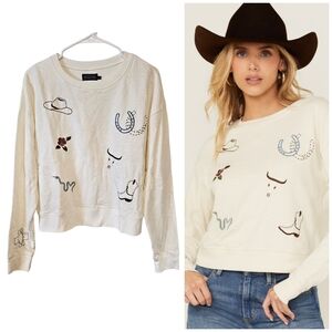 Pendleton Sundance Conversation Print Sweatshirt Embroidered Western Cowboy